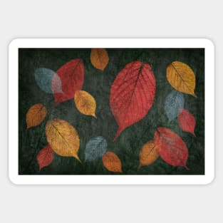 Cherry and Yarrow Leaf Composite with Green Background Sticker